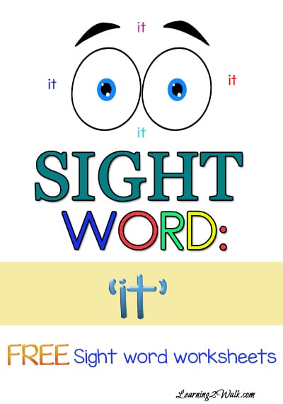 Free Sight Word Worksheets for "It"