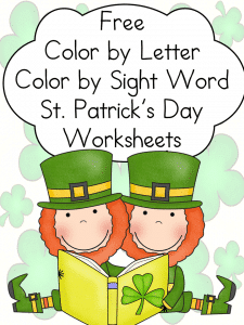 Free St. Patrick's Day Color by Letter and Sight Word Worksheets