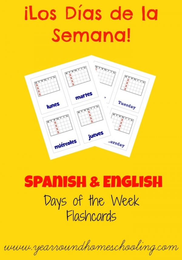 Spanish Days of the Week - Year Round Homeschooling