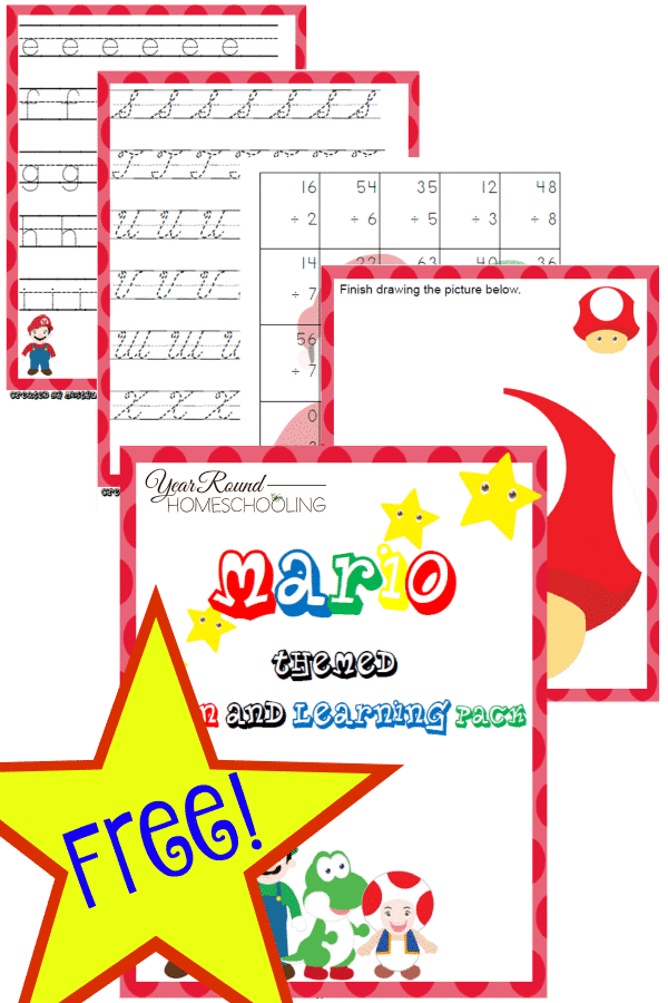 mario, homeschool, homeschooling, printable