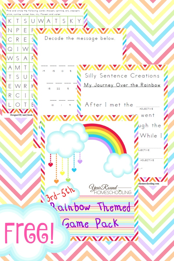 rainbow, spring, games, 3rd-5th, homeschool, homeschooling, printable, worksheets