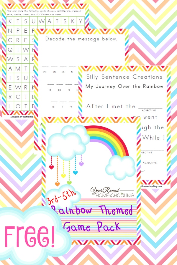 rainbow, spring, games, 3rd-5th, homeschool, homeschooling, printable, worksheets