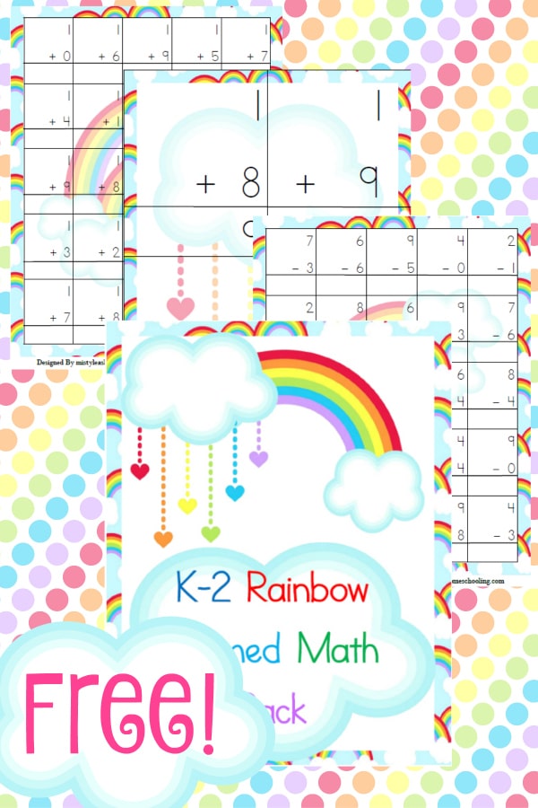 rainbow, spring, math, kindergarten, k-2, homeschool, homeschooling, printable, worksheets