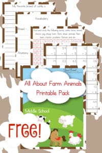 Farm Animals Middle School Pack - Year Round Homeschooling