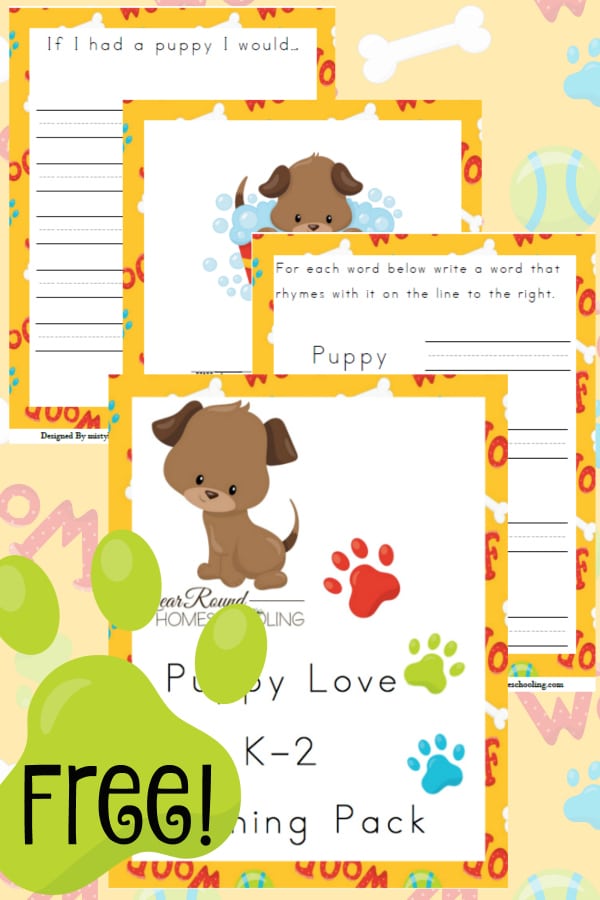 puppy, dog, K-2, kindergarten, homeschool, homeschooling, printable, worksheets