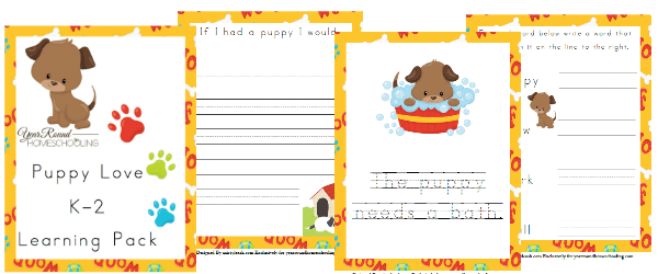 puppy, dog, K-2, kindergarten, homeschool, homeschooling, printable, worksheets