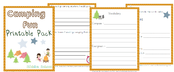 camp, camping, camping unit study middle school,, homeschool, homeschooling, worksheet, printable