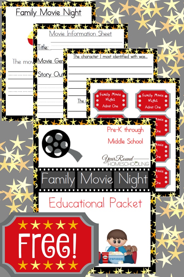 movie night, family movie night, homeschool, homeschooling, printable