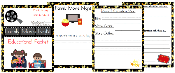 movie night, family movie night, homeschool, homeschooling, printable