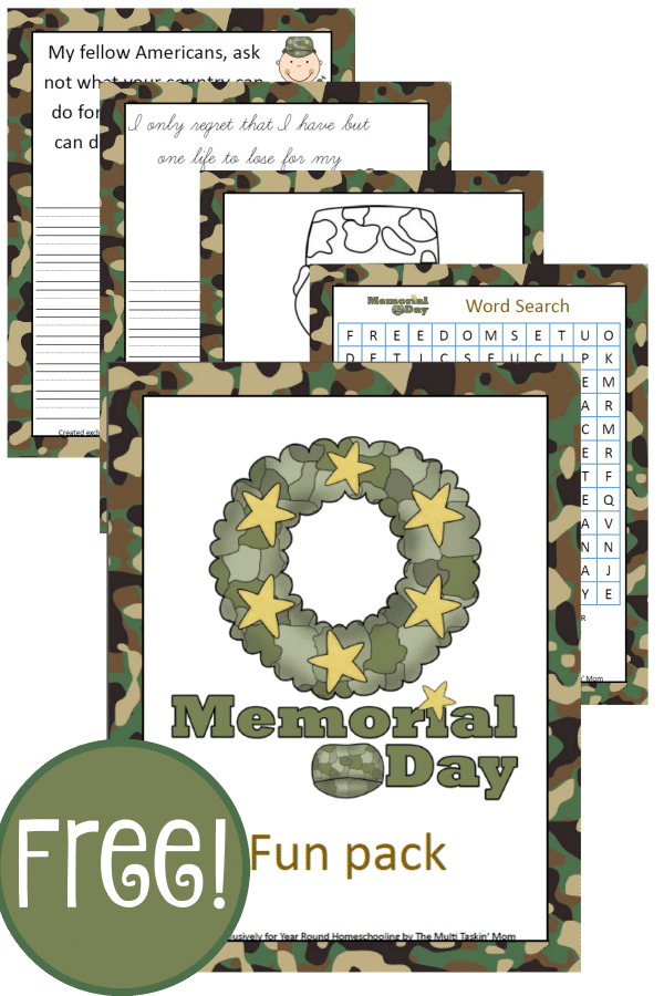 Memorial Day, military appreciation, military, homeschool, homeschooling, worksheet, printable