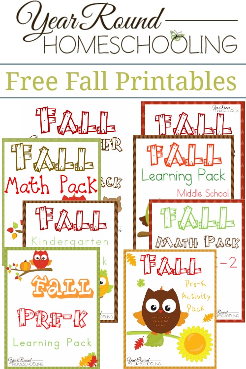 Free Fall Printables Year Round Homeschooling