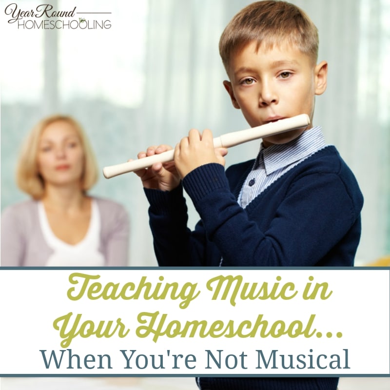 If you're not a musical person, teaching music in your homeschool can seem impossible. Try these 4 simple tips to help bring music to your homeschool! :: www.yearroundhomeschooling.com