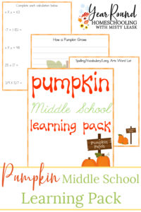 pumpkin middle school learning pack, pumpkin middle school pack, middle school pumpkin learning pack, middle school pumpkin pack