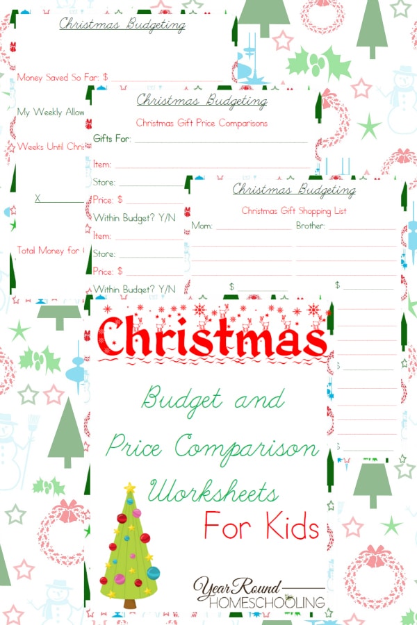 Christmas Budget and Price Comparison Worksheets for Kids