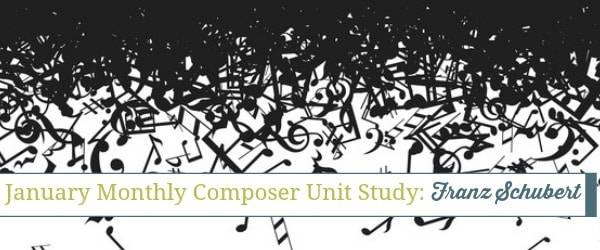 Study a composer a month with our fun and simple Composer Unit Studies. This month - January - you can study Franz Schubert, the composer of "Ave Maria." Includes resources and a free printable pack! :: www.yearroundhomeschooling.com