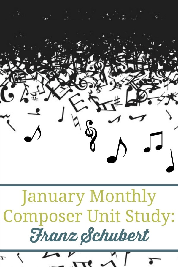 Study a composer a month with our fun and simple Composer Unit Studies. This month - January - you can study Franz Schubert, the composer of "Ave Maria." Includes resources and a free printable pack! :: www.yearroundhomeschooling.com