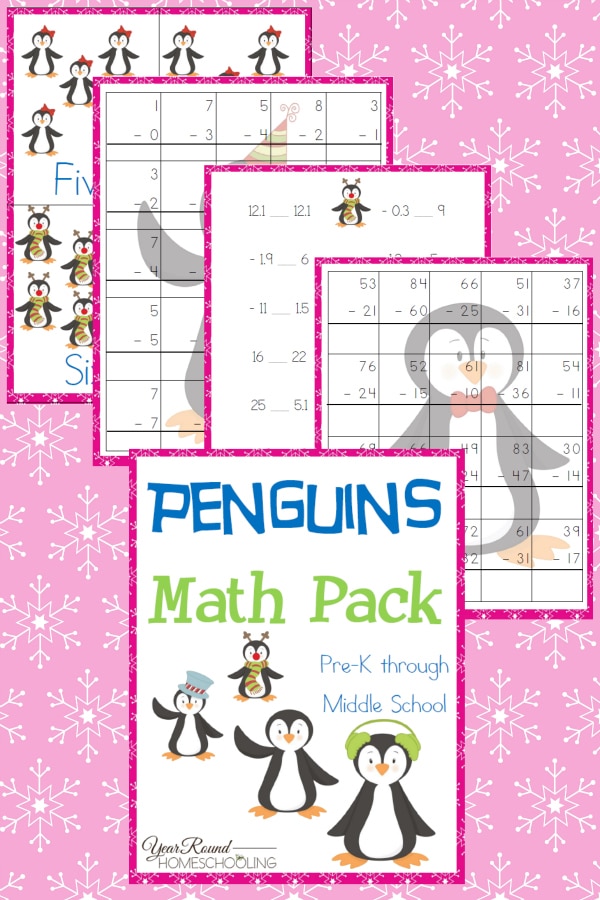 Penguins Math Pack (PreK-Middle School) - By Year Round Homeschooling