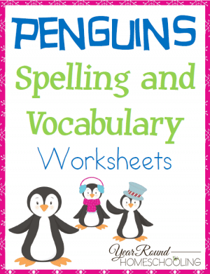 Penguins Spelling and Vocabulary Worksheets