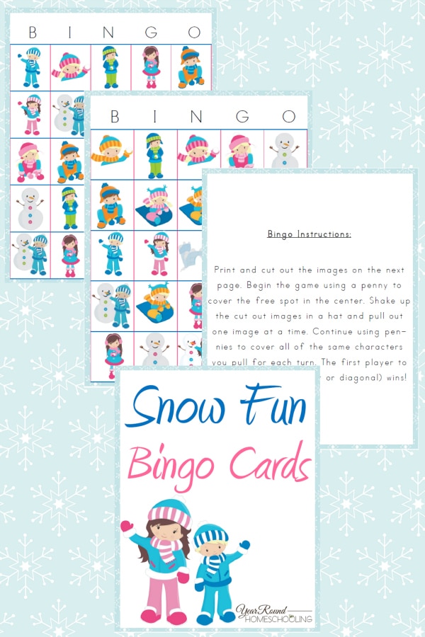 Snow Fun Bingo Cards - By Year Round Homeschooling