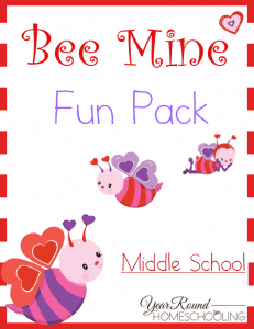 Free Bee Mine Valentine's Day Middle School Fun Pack