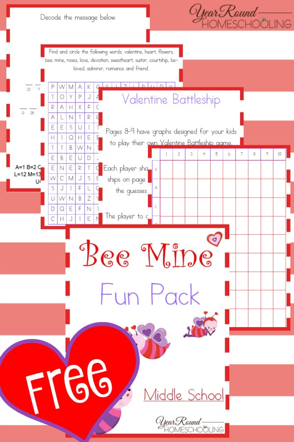 valentine's day, fun, middle school, games, word search, decode the message, battleship