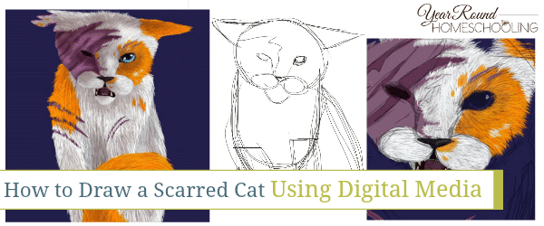 art, cat, digital media, art turorial, homeschool, homeschooling