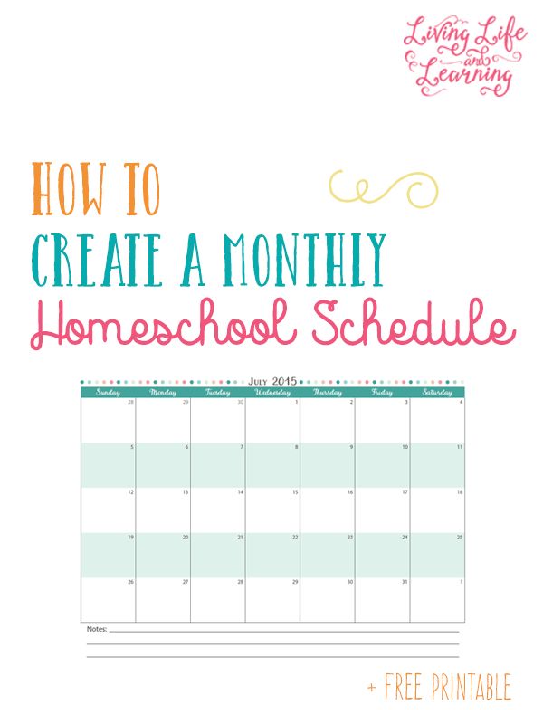 How to Create a Monthly Homeschool Schedule + Free Printable