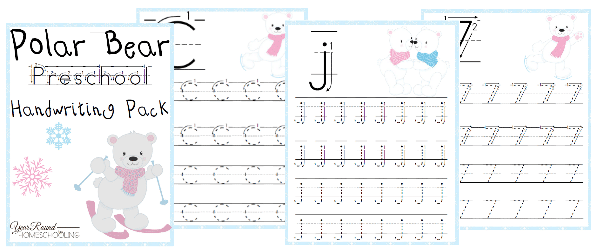 polar bear, pek, preschool, handwriting, writing, printable