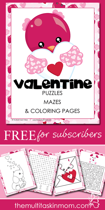 Free Valentine's Day Puzzles, Mazes, Coloring Pages and More Pack 