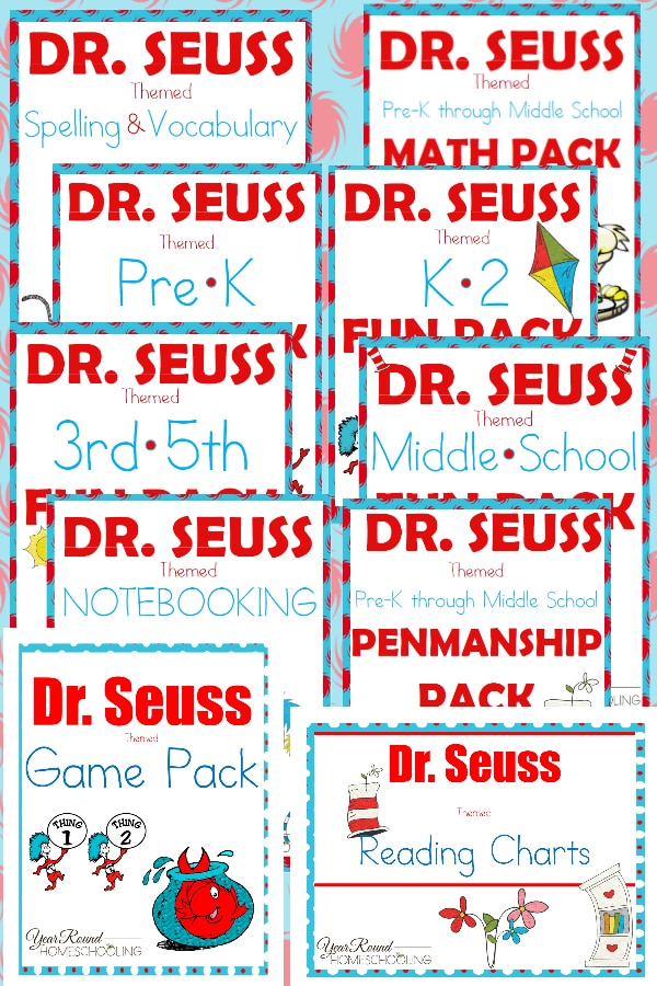 dr seuss printables year round homeschooling