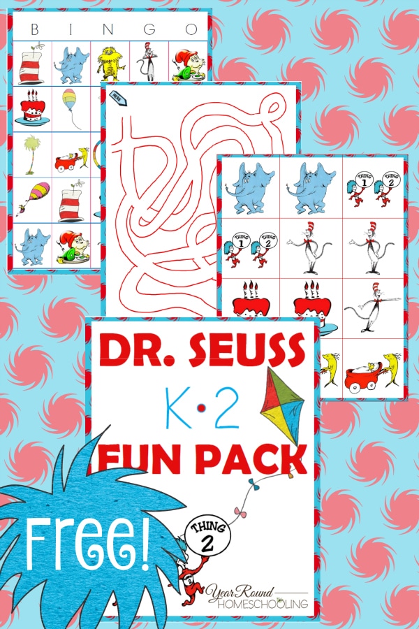 dr. seuss, kindergarten, first grade, second grade, K-2, homeschool, homeschooling, printable