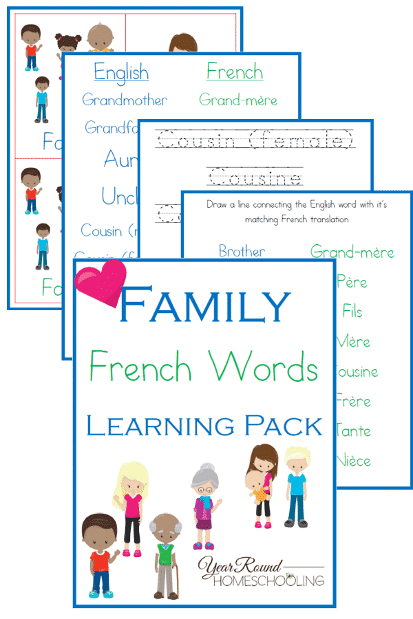 French Family Words Learning Pack1 - By Year Round Homeschooling