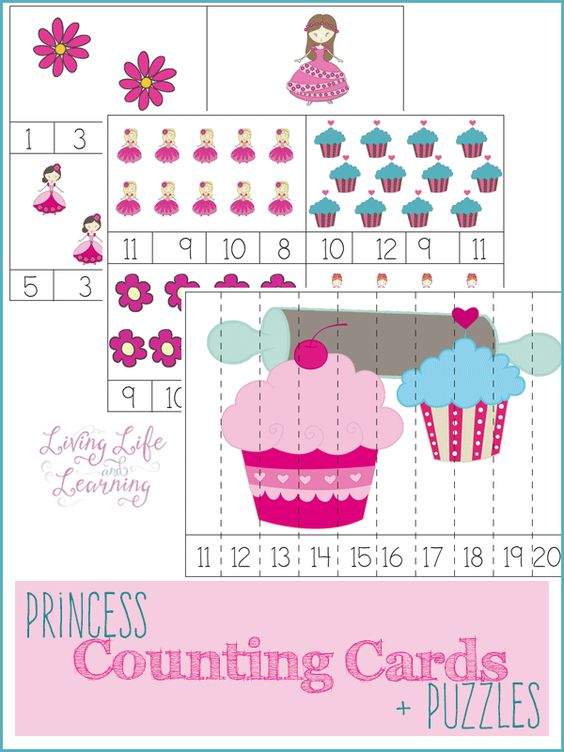 Free Princess Counting Cards and Puzzles
