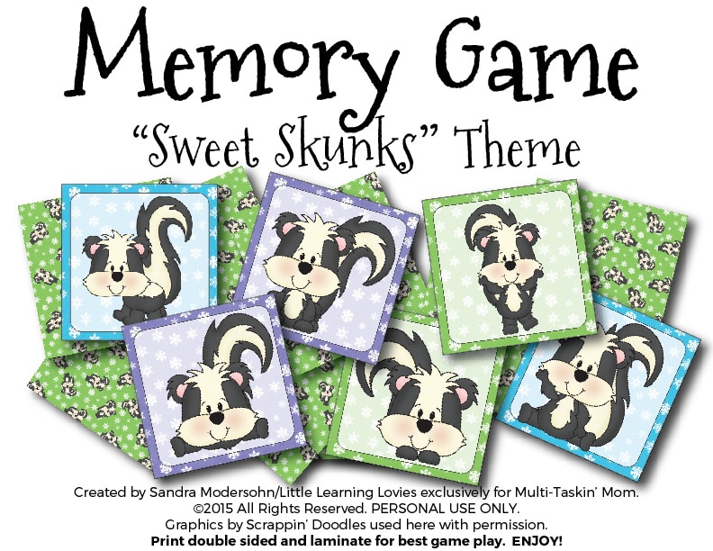 Free Sweet Skunks Memory Game
