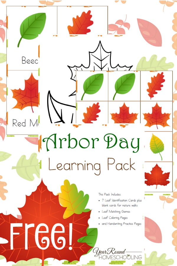 arbor day, leaf identification, trees, leaves, homeschool, homeschooling, printable