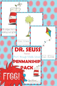 dr. seuss, penmanship, preschool, elementary school, middle school, homeschool, homeschooling, worksheets, printable