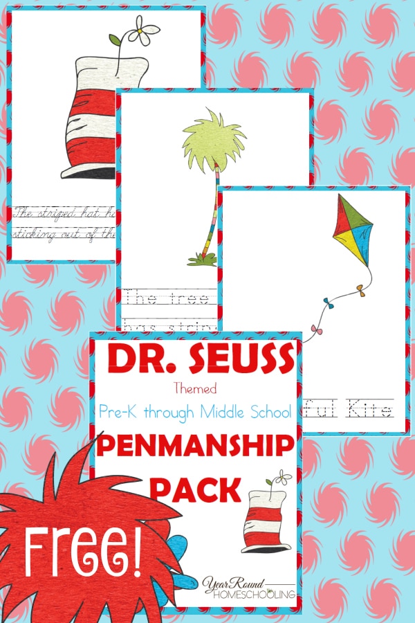 dr seuss penmanship pack prek middle school year round homeschooling