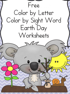 Free Earth Day Color By Letter and Sight Word Worksheets
