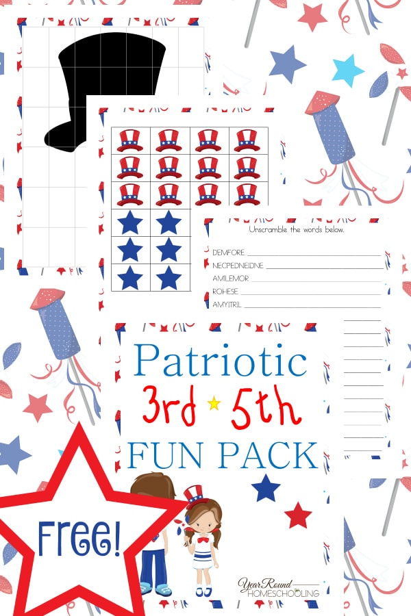 patriotic, elementary school, 3rd-5th grade, independence day, homeschool, homeschooling, worksheets, printable