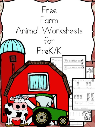 Free Farm Animals Worksheets for Prek/K