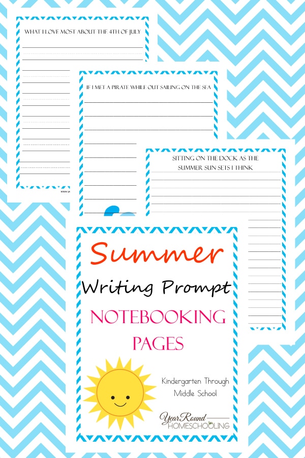 summer writing prompts, summer writing, writing prompts, notebooking, writing, homeschool, homeschooling, worksheets, printable