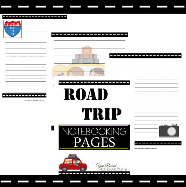 road trip notebooking pages, road trip notebooking, road trip printables, notebooking pages, notebooking,writing, homeschool, homeschooling, worksheets, printable