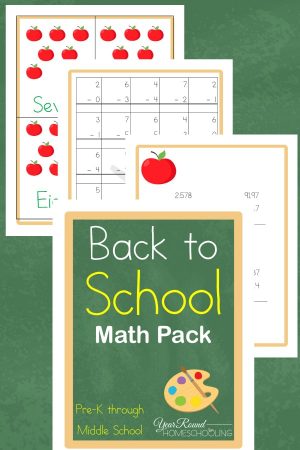 Back to School Math Pack (PreK-Middle School)