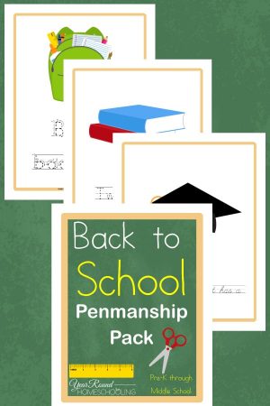 Back to School Penmanship Pack (PreK-Middle School)