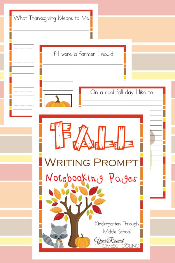fall writing prompts, fall notebooking pages, writing prompts. notebooking pages