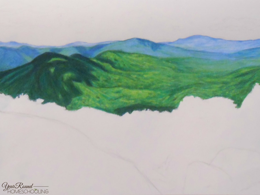 mountain drawing color