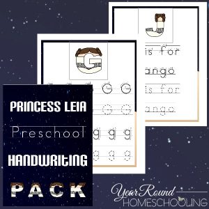 Princess Leia Preschool Handwriting Pack - By Year Round Homeschooling