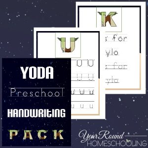 Yoda Preschool Handwriting Pack - By Year Round Homeschooling