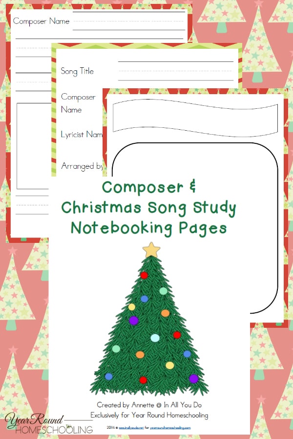 Using Christmas Music in Your Homeschool + {free} Notebooking Pages - By Annette Breedlove