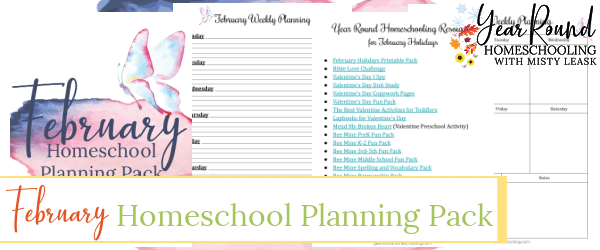 february homeschool planning pack, february homeschool planning